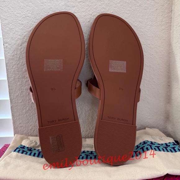 NIB Tory Burch Miller Size 9.5 Miele Calf Leather Sandals Brown 90582 - Picture 10 of 11